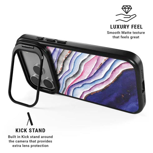 Violet Watercolor Geode iPhone 17 Pro Kickstand Case