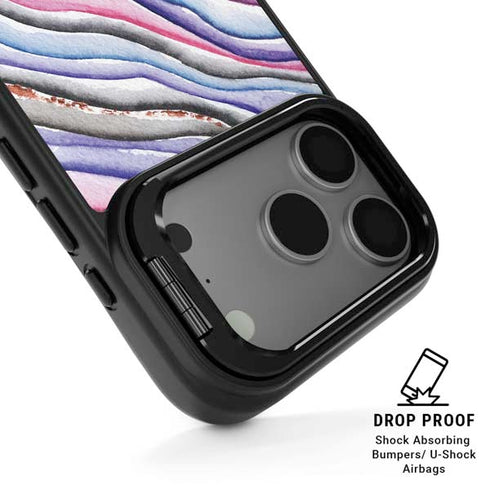 Violet Watercolor Geode iPhone 17 Pro Kickstand Case