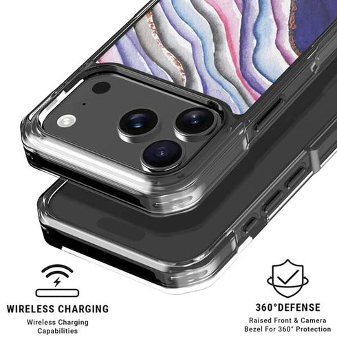 Violet Watercolor Geode iPhone 17 Pro MagSafe Case