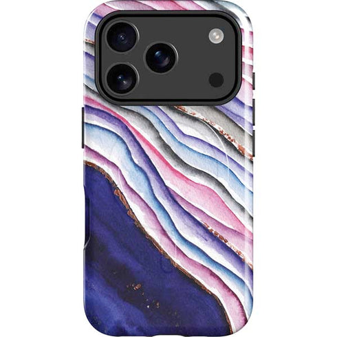 Violet Watercolor Geode iPhone 17 Pro Magsafe Impact Case