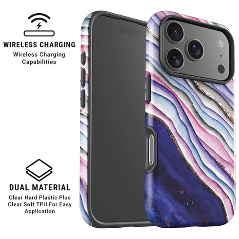 Violet Watercolor Geode iPhone 17 Pro Magsafe Impact Case
