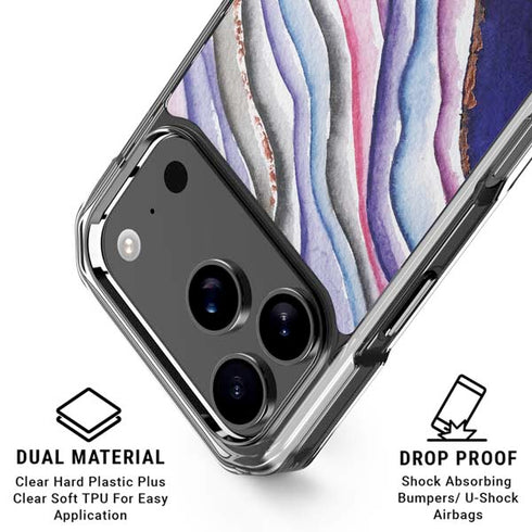 Violet Watercolor Geode iPhone 17 Pro Max Clear Case