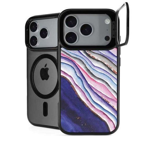 Violet Watercolor Geode iPhone 17 Pro Max Kickstand Case