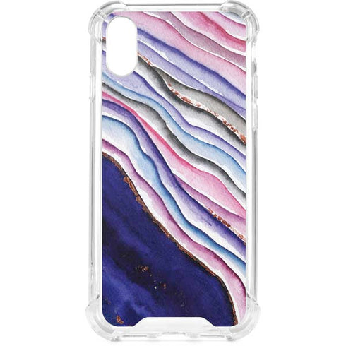 Violet Watercolor Geode iPhone XS Clear Case