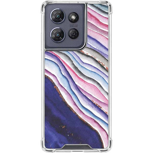 Violet Watercolor Geode Moto G 5G (2025) Clear Case