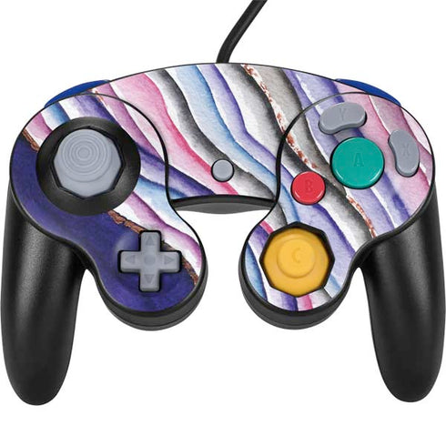 Violet Watercolor Geode Nintendo Skins
