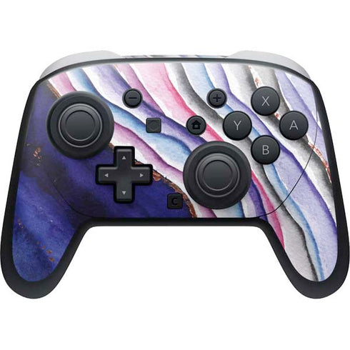 Violet Watercolor Geode Nintendo Switch 2 (2025) Pro Controller Skin