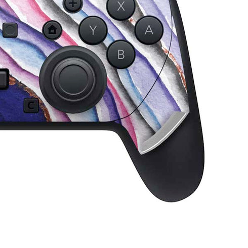 Violet Watercolor Geode Nintendo Switch 2 (2025) Pro Controller Skin