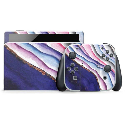 Violet Watercolor Geode Nintendo Skins