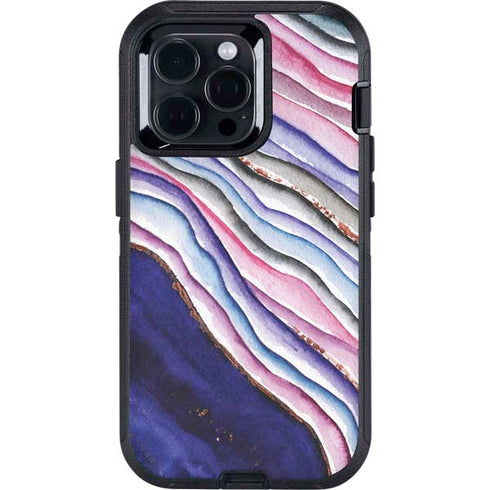 Violet Watercolor Geode Otterbox Defender iPhone Skin