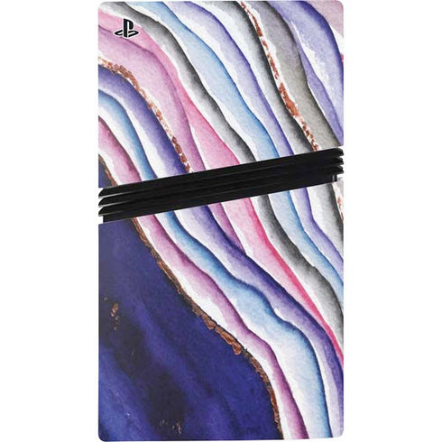 Violet Watercolor Geode PS5 Pro Disk Bundle Skin