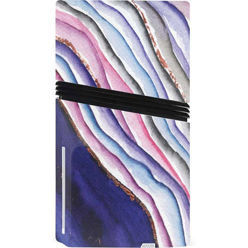 Violet Watercolor Geode PS5 Pro Disk Bundle Skin