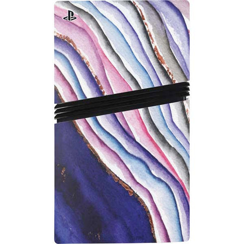 Violet Watercolor Geode PS5 Pro Disk Console Skin