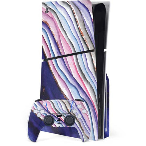 Violet Watercolor Geode PlayStation PS5 Skins