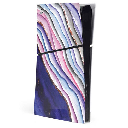 Violet Watercolor Geode PS5 Slim Digital Edition Console Skin