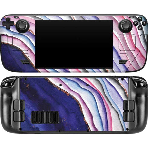 Violet Watercolor Geode Steam Deck Handheld Gaming Computer OLED Skin