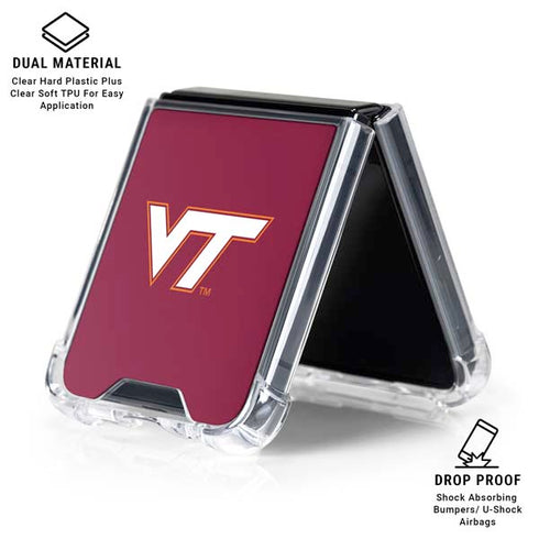 Virginia Tech University Maroon Galaxy Z Flip7 Clear Case