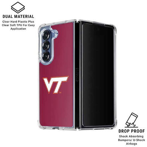 Virginia Tech University Maroon Galaxy Z Fold7 Clear Case