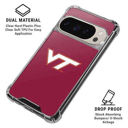 Virginia Tech University Maroon Pixel 9/9 Pro Clear Case