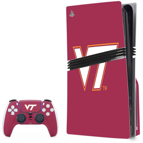 Virginia Tech University Maroon PS5 Pro Disk Bundle Skin