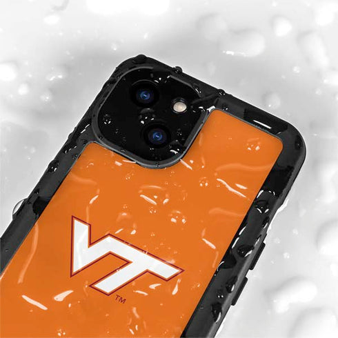 Virginia Tech University Orange iPhone 15 Plus Waterproof Case