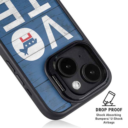 Vote Democrat iPhone 15 Plus Kickstand Case