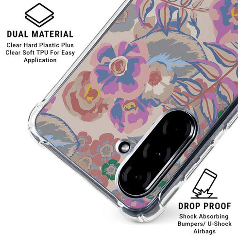Warm Taupe Floral Galaxy A36 5G Clear Case