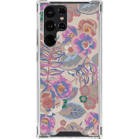 Warm Taupe Floral Galaxy S23 Ultra Clear Case