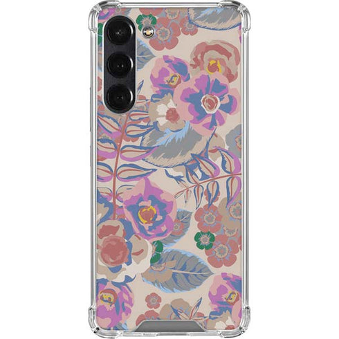 Warm Taupe Floral Galaxy S24 FE Clear Case