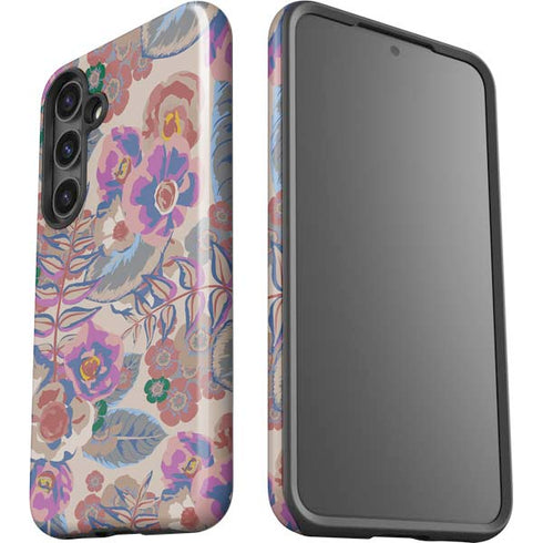 Warm Taupe Floral Galaxy S25 Plus Impact Case
