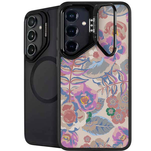 Warm Taupe Floral Galaxy S25 Plus Kickstand Case