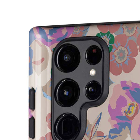Warm Taupe Floral Galaxy S25 Ultra Impact Case