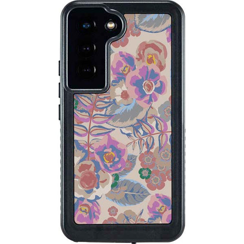 Warm Taupe Floral Galaxy S24 Waterproof Case