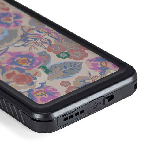 Warm Taupe Floral Galaxy S24 Waterproof Case
