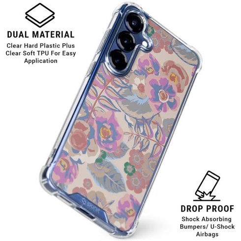 Warm Taupe Floral Galaxy S25 Clear Case
