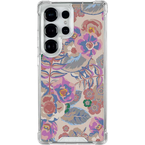 Warm Taupe Floral Galaxy S25 Ultra Clear Case
