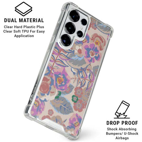 Warm Taupe Floral Galaxy S25 Ultra Clear Case