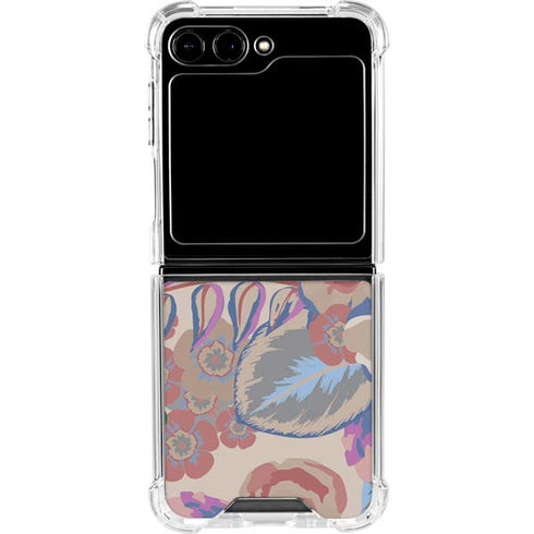Warm Taupe Floral Galaxy Z Flip6 Clear Case
