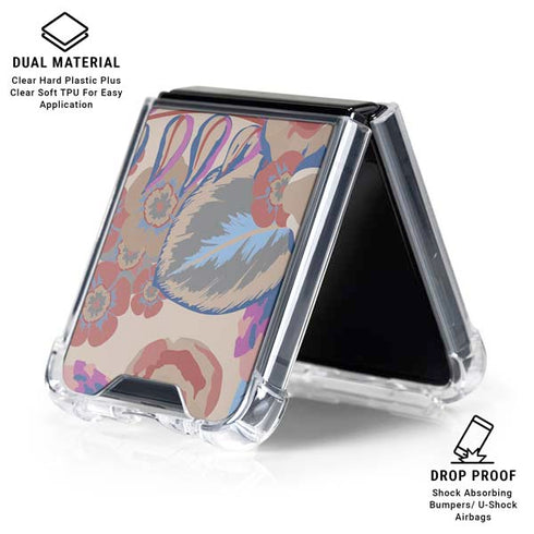 Warm Taupe Floral Galaxy Z Flip6 Clear Case