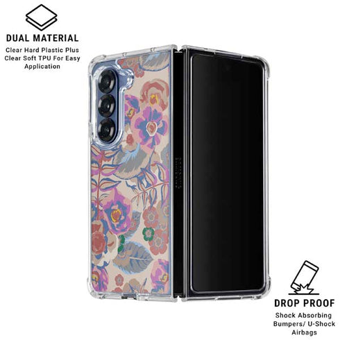 Warm Taupe Floral Galaxy Z Fold6 Clear Case