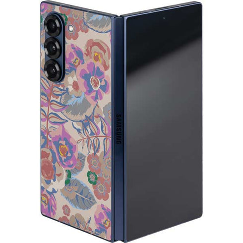 Warm Taupe Floral Galaxy Z Fold6 Skin