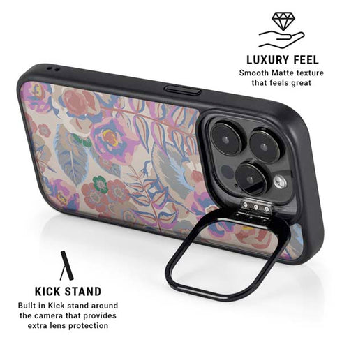 Warm Taupe Floral iPhone 13 Pro Kickstand Case
