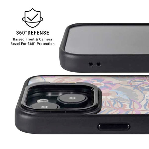 Warm Taupe Floral iPhone 14 Plus Kickstand Case