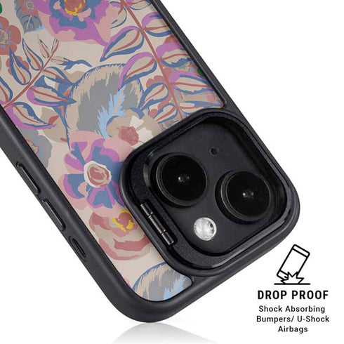 Warm Taupe Floral iPhone 14 Plus Kickstand Case