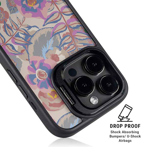 Warm Taupe Floral iPhone 14 Pro Max Kickstand Case