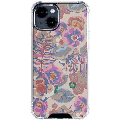 Warm Taupe Floral iPhone 15 Clear Case