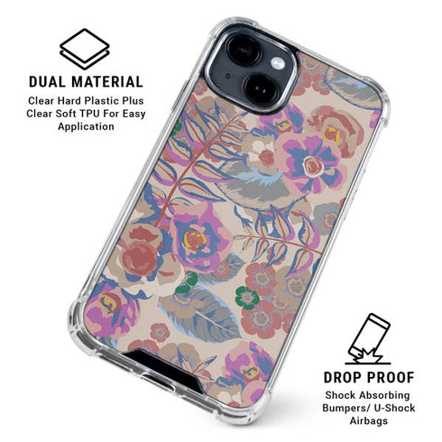 Warm Taupe Floral iPhone 15 Clear Case