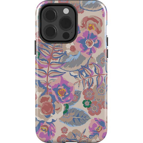 Warm Taupe Floral iPhone 15 Pro Impact Case