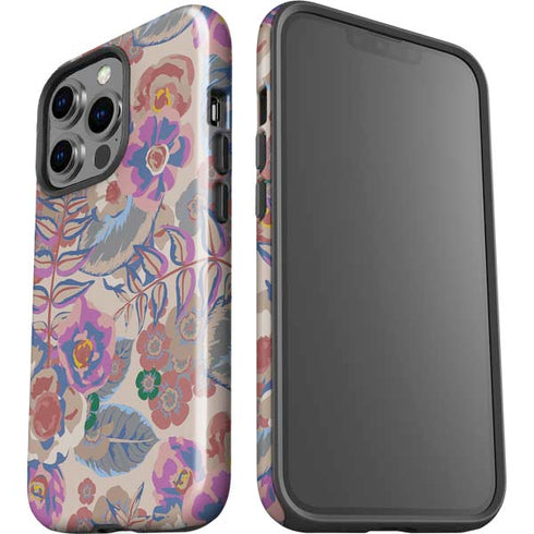 Warm Taupe Floral iPhone 15 Pro Impact Case