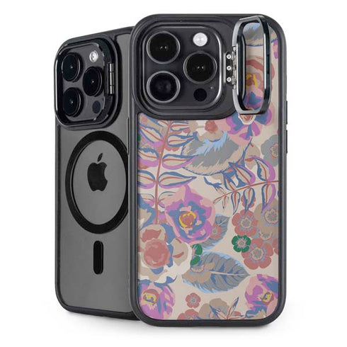 Warm Taupe Floral iPhone 15 Pro Kickstand Case